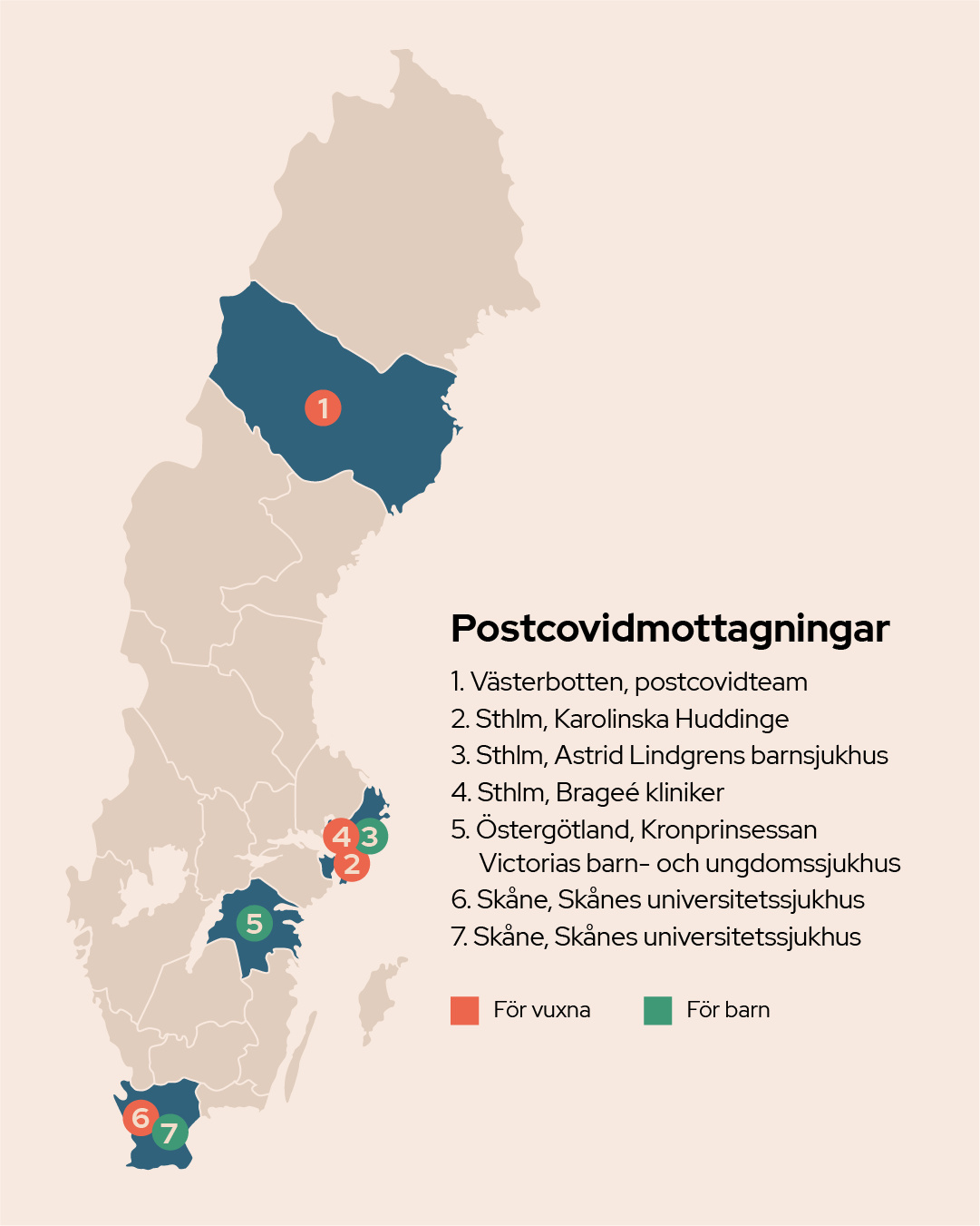 Karta över postcovidmottagningar.